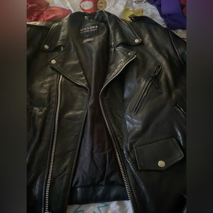 Vtg 80's Wilsons Black Leather Motorcycle Jacket